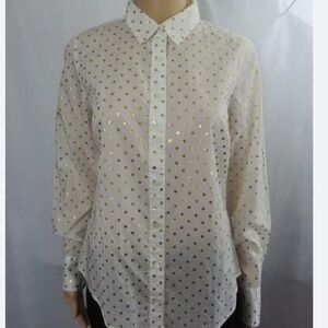 J. Crew White and Gold polkadot  Shirt